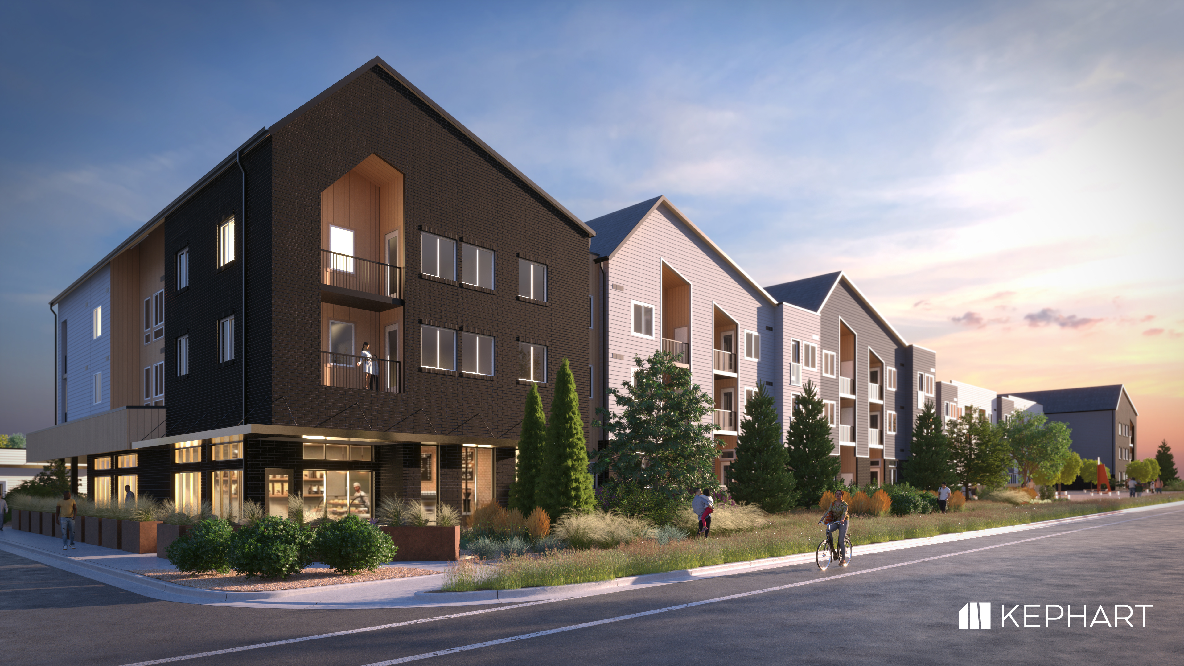 Delo Boom rendering — dusk view